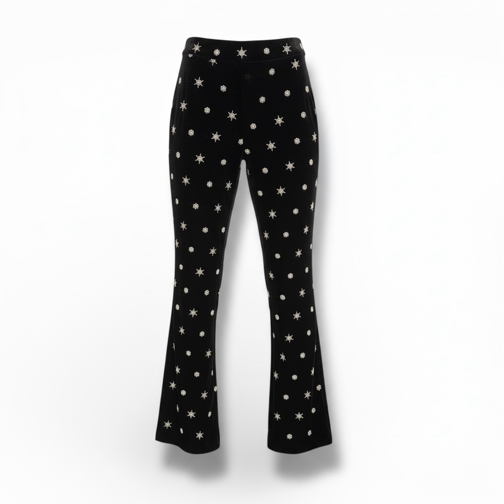 Chelsea & Violet Black Silver Star Beaded Embellished Flare Pants Size 2